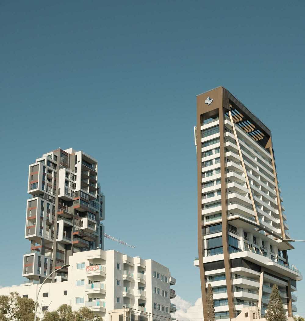 Photo of two high-rise luxury apartment blocks in Limassol, Cyprus