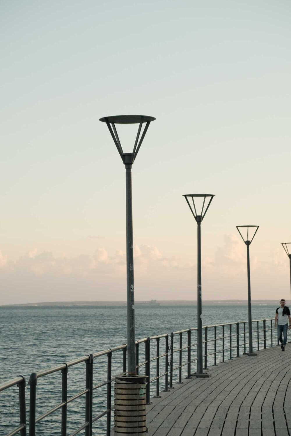 Photo of lamp-posts along a dock-side walkway in Limassol, Cyprus